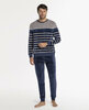Punto Blanco 34757 Herenpyjama LM  Ronde Hals Blauw Streep