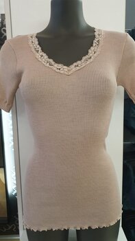 Fraly Dames Hemd Korte Mouw Met Kant Mandorla