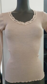 Fraly Dames Hemd Lange Mouw Met Kant Mandorla