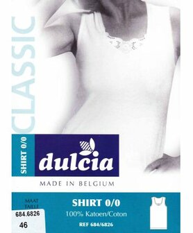 Dulcia Classic Dames Hemd Brede Bretel Met Kant Wit