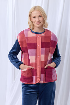 Lordsxlilies Dames Mouwloze Jasje Knoop Framboos
