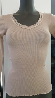 Fraly Dames Hemd Lange Mouw Met Kant Mandorla