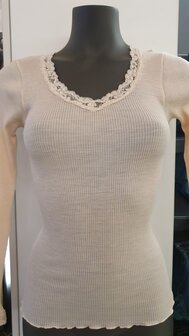 Fraly Dames Hemd Lange Mouw Met Kant Quarzo