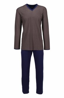 Ringella 6541208 Herenpyjama Lange Mouw Bruin