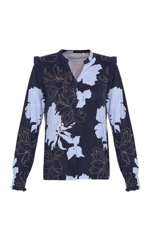 Lordsxlilies Pyjama LM V-hals Bloem Blauw