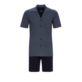 Ringella Herenpyjama Knoop Korte Mouw Blauw
