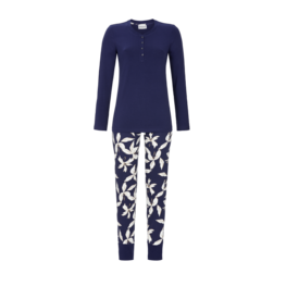 Ringella Damespyjama 4-knoop Lange Mouw Blauw