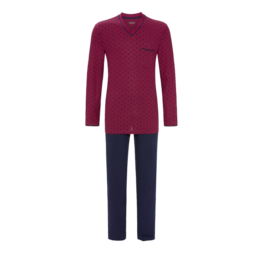 Ringella Herenpyjama Lange Mouw V-hals Rood