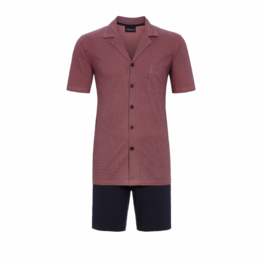 Ringella 3241313 Herenpyjama Knoop Korte Mouw Rood