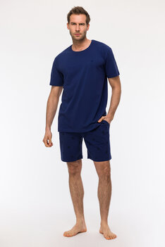 Woody Herenpyjama KM Blauw