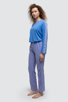 Lordsxlilies 242-50-XPF-Z/987 Pyjama LM Ronde Hals Blauw