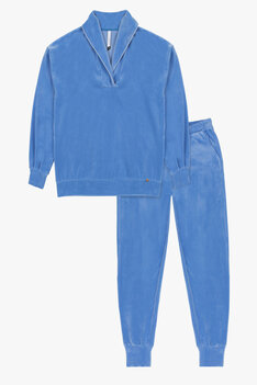 Lordsxlilies 242-52-tpf-v/877 Pyjama LM V-Hals Blauw