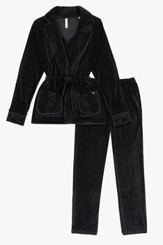 Lordsxlilies 242-52-tpa-v/197 3-delige Pyjama LM Overslag Zwart