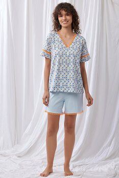 Lordsxlilies Pyjama KM Short V-Hals Mozaikprint