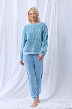 Lordsxlilies 252-51-tpt-v/860  Pyjama LM Ronde Hals Lichtblauw