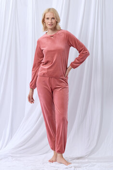 Lordsxlilies 252-51-tpi-v/418 Pyjama LM Ronde Hals Framboos