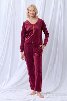 Lordsxlilies 252-51-tpb-v/482 Pyjama LM V-Hals Wijnrood