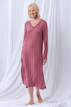 Lordsxlilies 252-50-xde-z/978 Slaapkleed V-hals Roze Print