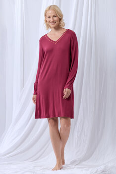 Lordsxlilies 252-50-xdd-z/482 Slaapkleed V-hals Wijnrood